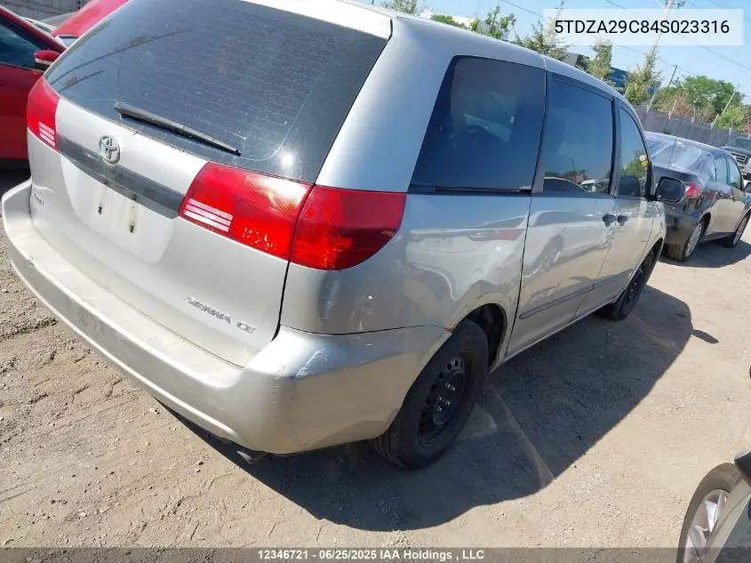 2004 Toyota Sienna VIN: 5TDZA29C84S023316 Lot: 12346721