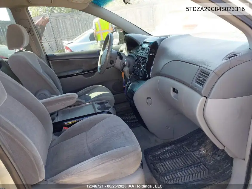 2004 Toyota Sienna VIN: 5TDZA29C84S023316 Lot: 12346721