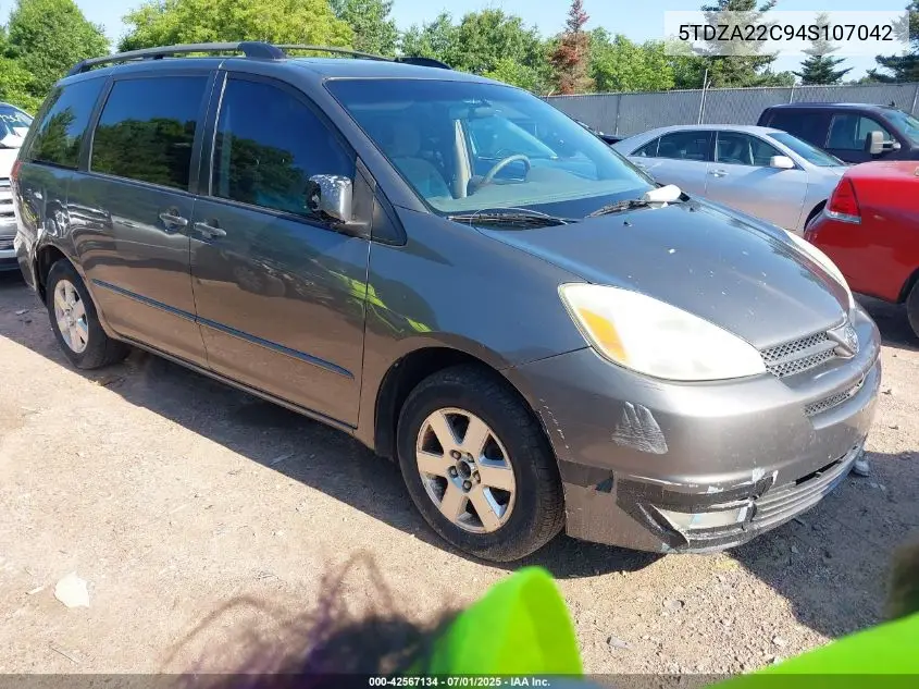 2004 Toyota Sienna Xle VIN: 5TDZA22C94S107042 Lot: 42567134
