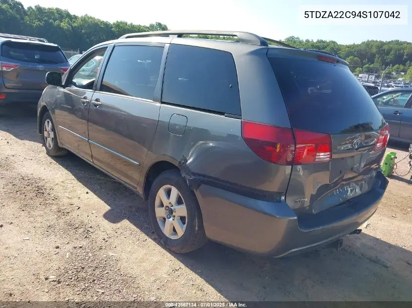 2004 Toyota Sienna Xle VIN: 5TDZA22C94S107042 Lot: 42567134