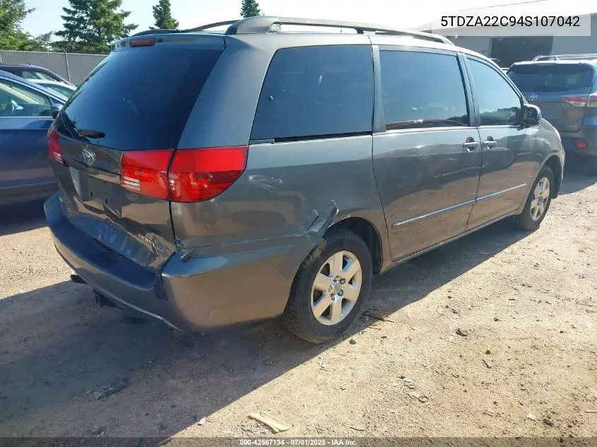 2004 Toyota Sienna Xle VIN: 5TDZA22C94S107042 Lot: 42567134