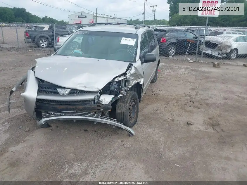 2004 Toyota Sienna Ce VIN: 5TDZA23C74S072001 Lot: 42612321