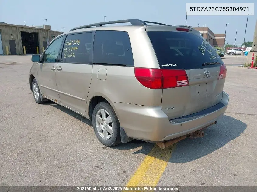 2005 Toyota Sienna Le V6 VIN: 5TDZA23C75S304971 Lot: 20215094