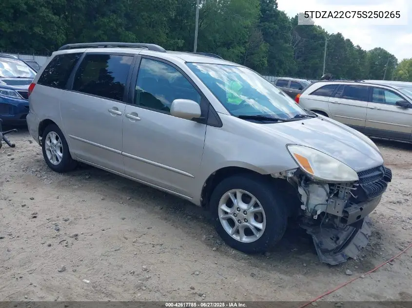 2005 Toyota Sienna Xle VIN: 5TDZA22C75S250265 Lot: 42617785