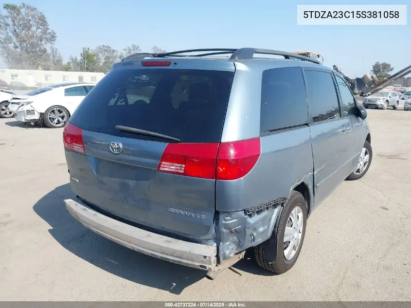 2005 Toyota Sienna Le VIN: 5TDZA23C15S381058 Lot: 42737224