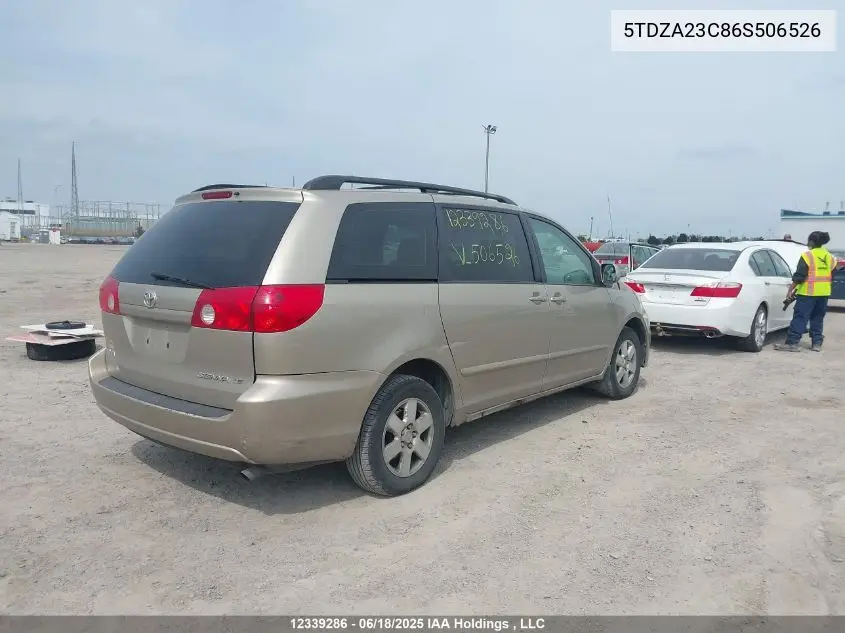 5tdza23c86s506526 5TDZA23C86S506526 2006 Toyota Sienna