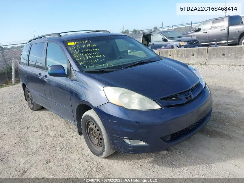 2006 Toyota Sienna Xle/Xle Limited VIN: 5TDZA22C16S468414 Lot: 12346738