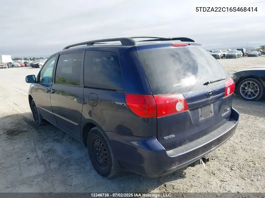 2006 Toyota Sienna Xle/Xle Limited VIN: 5TDZA22C16S468414 Lot: 12346738