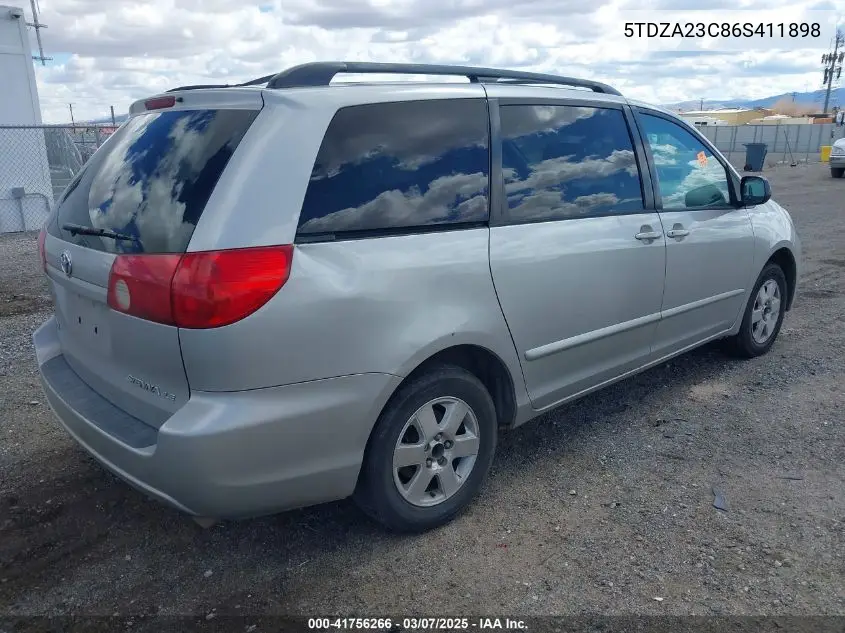 2006 Toyota Sienna Le VIN: 5TDZA23C86S411898 Lot: 41756266