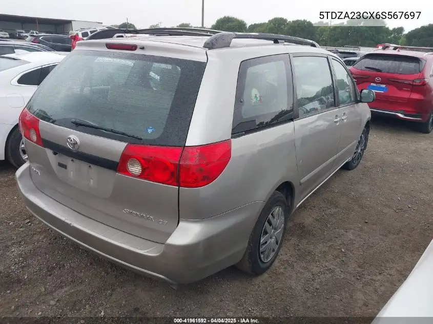 2006 Toyota Sienna Ce VIN: 5TDZA23CX6S567697 Lot: 41961592