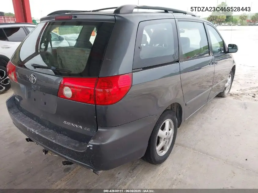 2006 Toyota Sienna Ce VIN: 5TDZA23C46S528443 Lot: 42630111