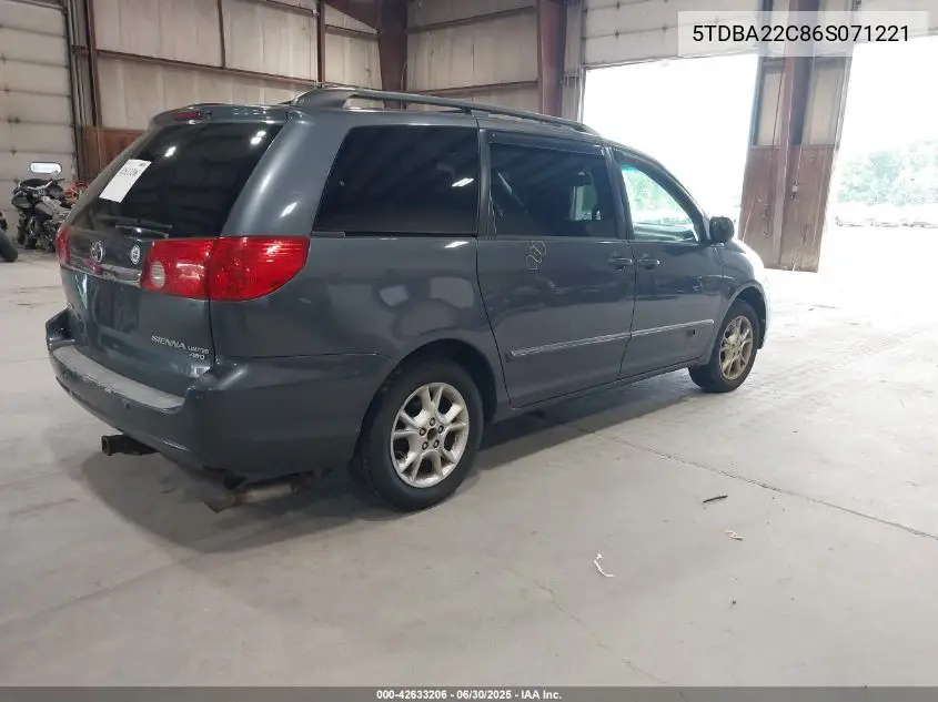 2006 Toyota Sienna Xle Limited VIN: 5TDBA22C86S071221 Lot: 42633206