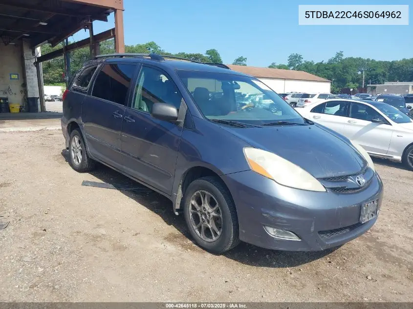 2006 Toyota Sienna Xle VIN: 5TDBA22C46S064962 Lot: 42645118
