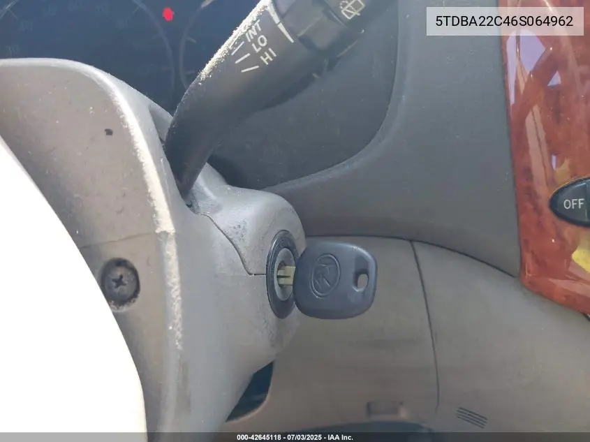 2006 Toyota Sienna Xle VIN: 5TDBA22C46S064962 Lot: 42645118
