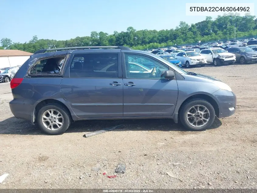 2006 Toyota Sienna Xle VIN: 5TDBA22C46S064962 Lot: 42645118