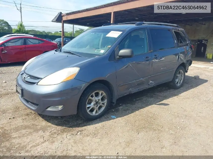 2006 Toyota Sienna Xle VIN: 5TDBA22C46S064962 Lot: 42645118