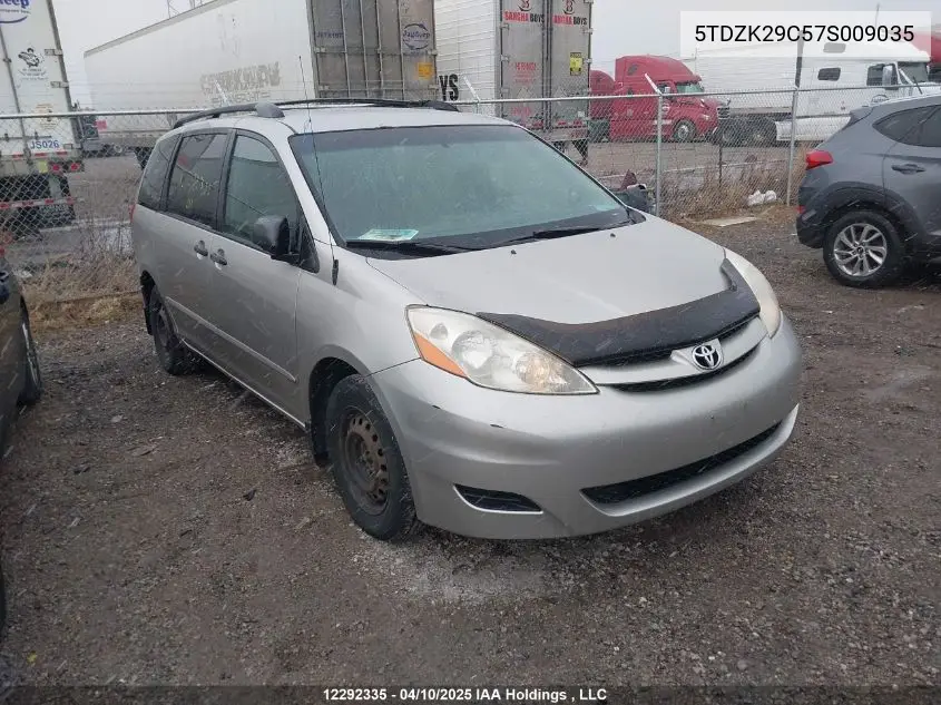 2007 Toyota Sienna Ce VIN: 5TDZK29C57S009035 Lot: 12292335