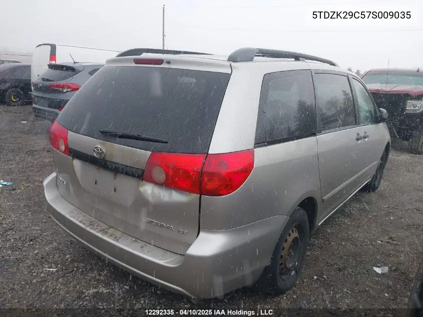 2007 Toyota Sienna Ce VIN: 5TDZK29C57S009035 Lot: 12292335