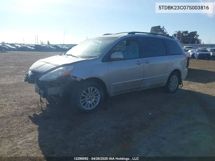 2007 Toyota Sienna Le VIN: 5TDBK23C07S003816 Lot: 12298092