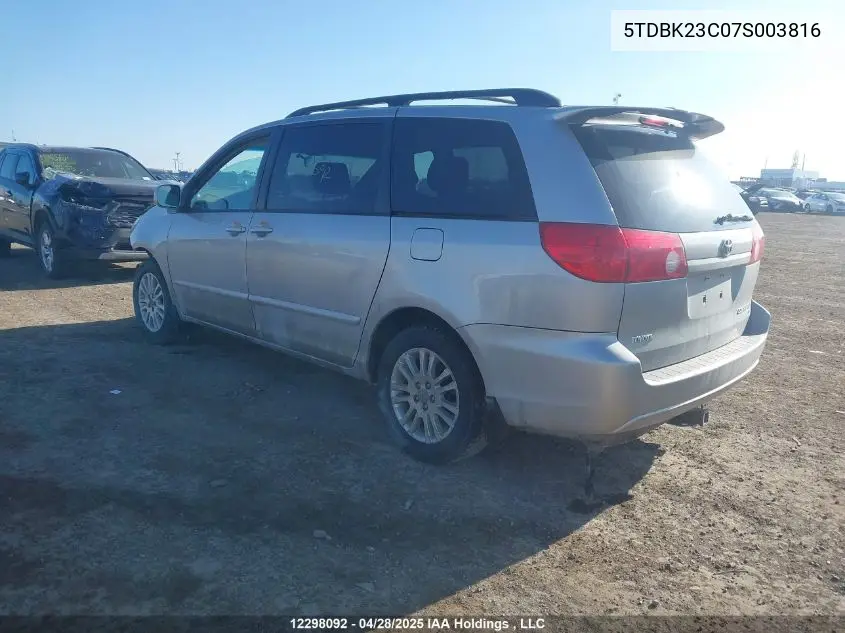 2007 Toyota Sienna Le VIN: 5TDBK23C07S003816 Lot: 12298092