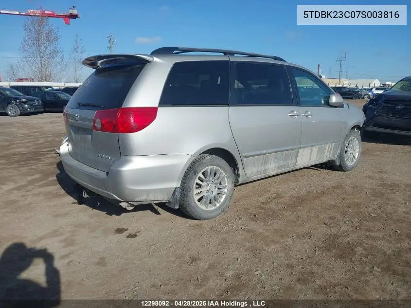 2007 Toyota Sienna Le VIN: 5TDBK23C07S003816 Lot: 12298092