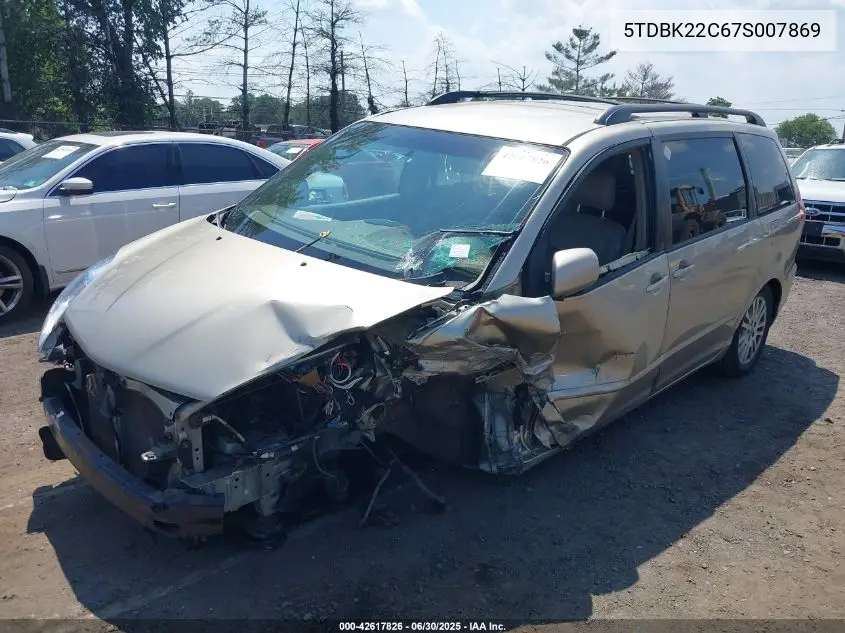 2007 Toyota Sienna Xle/Xle Limited VIN: 5TDBK22C67S007869 Lot: 42617826