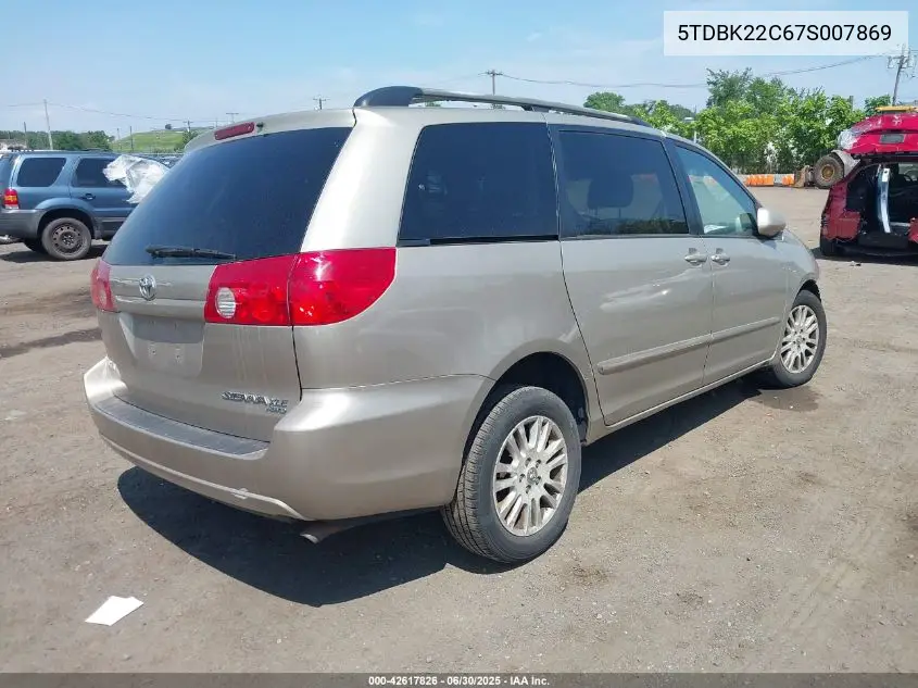 2007 Toyota Sienna Xle/Xle Limited VIN: 5TDBK22C67S007869 Lot: 42617826