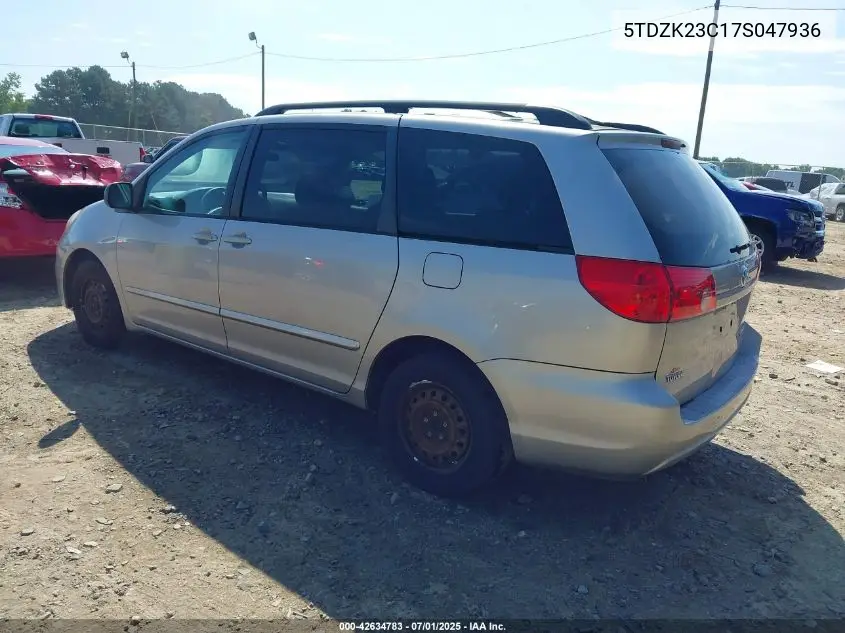 2007 Toyota Sienna Ce/Le VIN: 5TDZK23C17S047936 Lot: 42634783