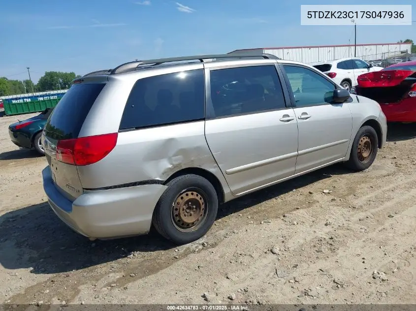 2007 Toyota Sienna Ce/Le VIN: 5TDZK23C17S047936 Lot: 42634783