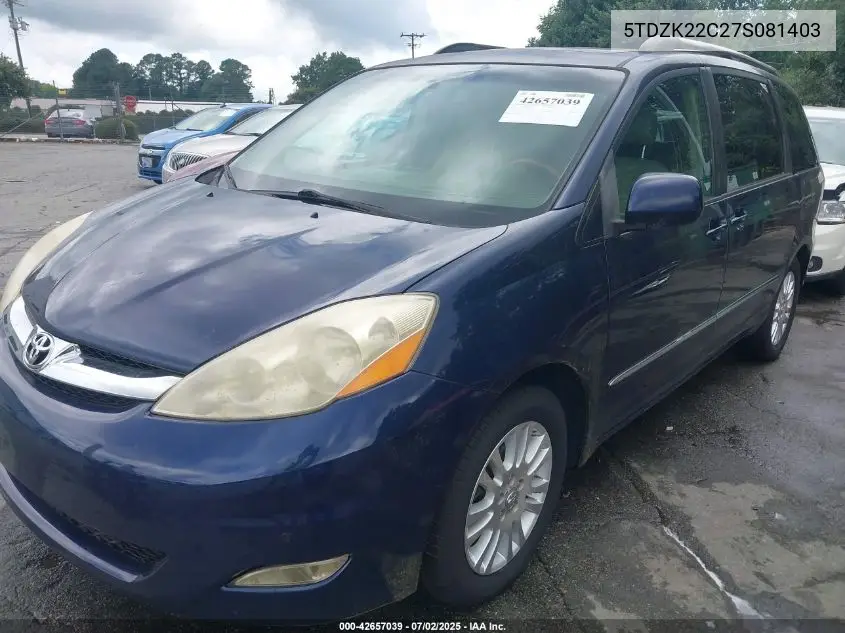 5TDZK22C27S081403 2007 Toyota Sienna Xle Limited