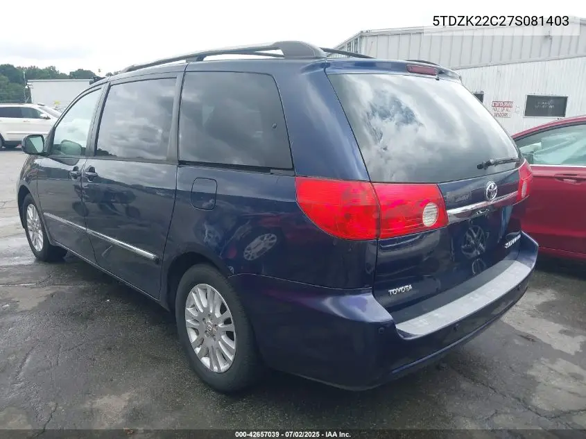 5TDZK22C27S081403 2007 Toyota Sienna Xle Limited