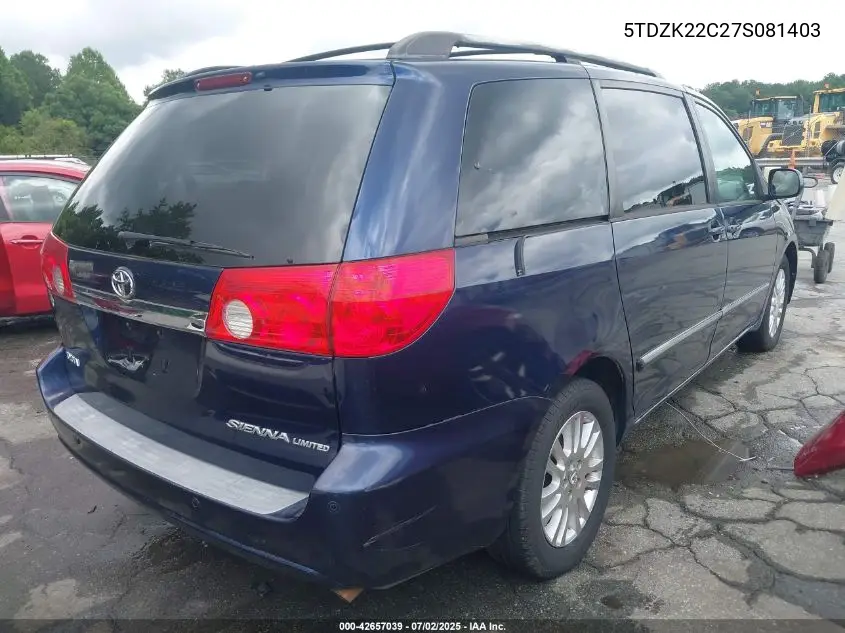 5TDZK22C27S081403 2007 Toyota Sienna Xle Limited