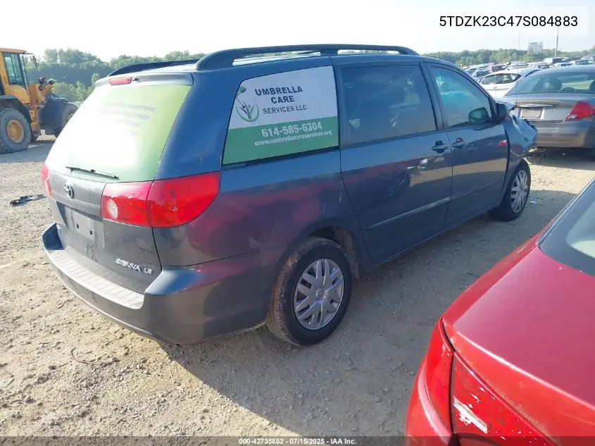 2007 Toyota Sienna Le VIN: 5TDZK23C47S084883 Lot: 42735852