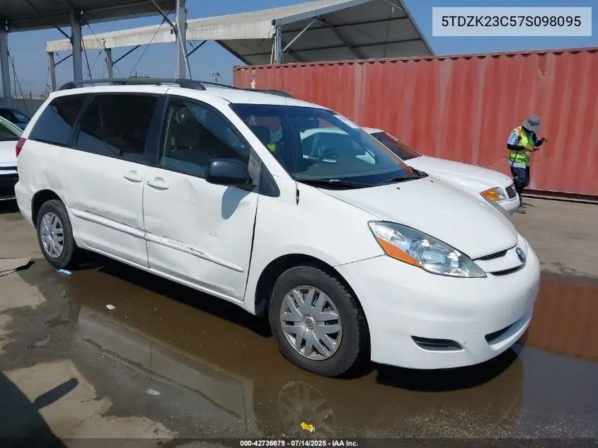 2007 Toyota Sienna Ce VIN: 5TDZK23C57S098095 Lot: 42736679