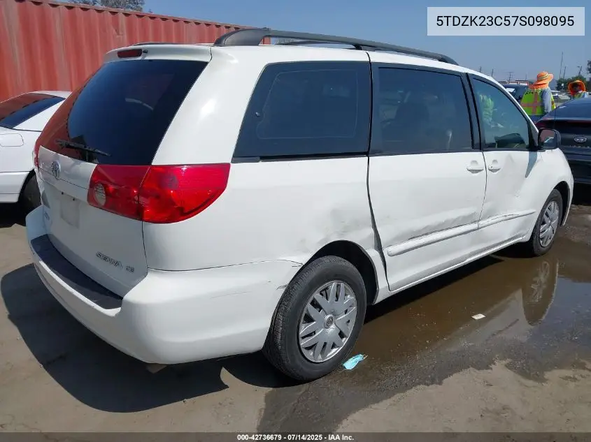 2007 Toyota Sienna Ce VIN: 5TDZK23C57S098095 Lot: 42736679