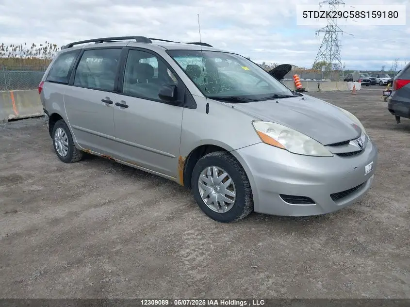 2008 Toyota Sienna VIN: 5TDZK29C58S159180 Lot: 12309089