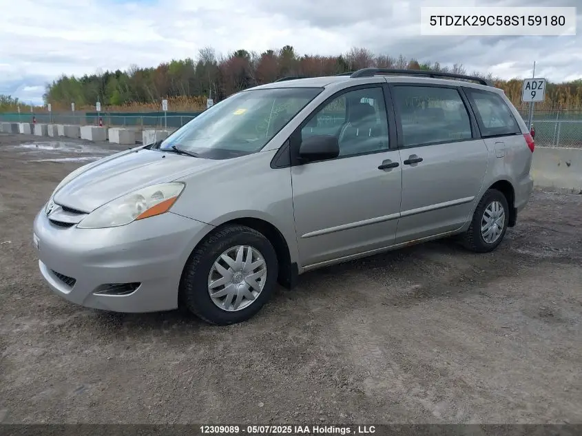 2008 Toyota Sienna VIN: 5TDZK29C58S159180 Lot: 12309089