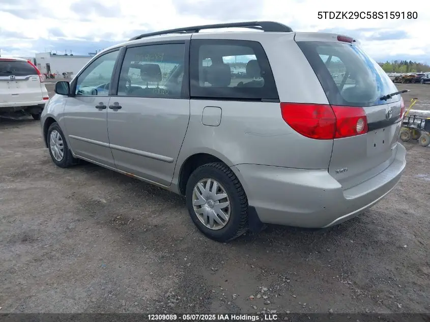 2008 Toyota Sienna VIN: 5TDZK29C58S159180 Lot: 12309089