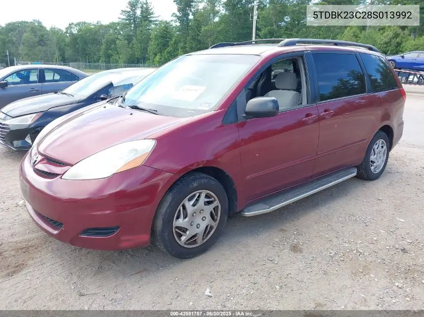 2008 Toyota Sienna Le VIN: 5TDBK23C28S013992 Lot: 42591757