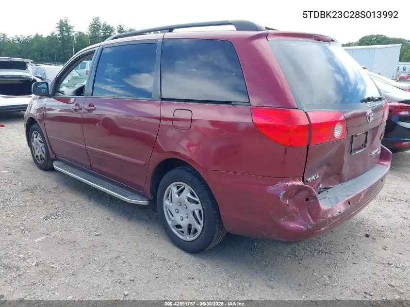 2008 Toyota Sienna Le VIN: 5TDBK23C28S013992 Lot: 42591757