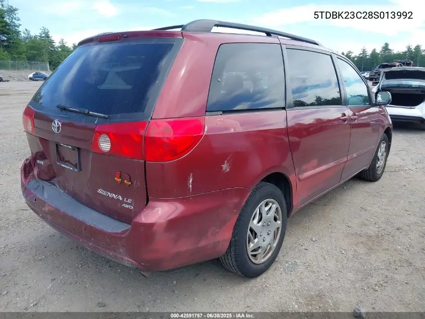 2008 Toyota Sienna Le VIN: 5TDBK23C28S013992 Lot: 42591757
