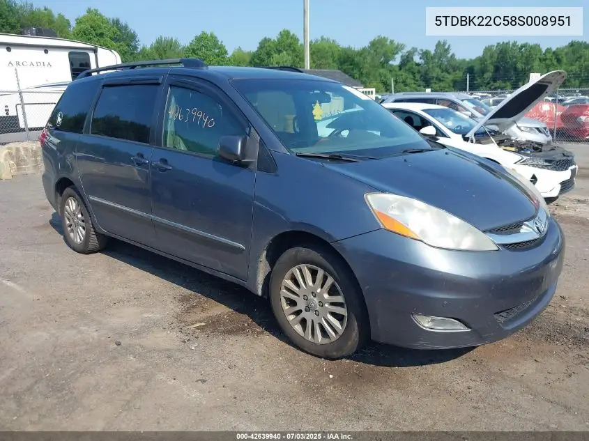 2008 Toyota Sienna Xle/Xle Limited VIN: 5TDBK22C58S008951 Lot: 42639940