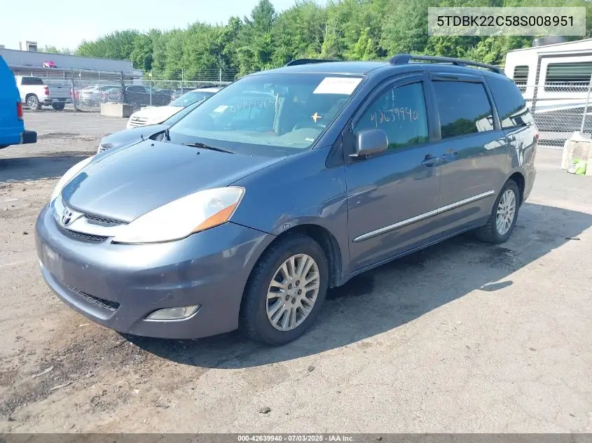 2008 Toyota Sienna Xle/Xle Limited VIN: 5TDBK22C58S008951 Lot: 42639940