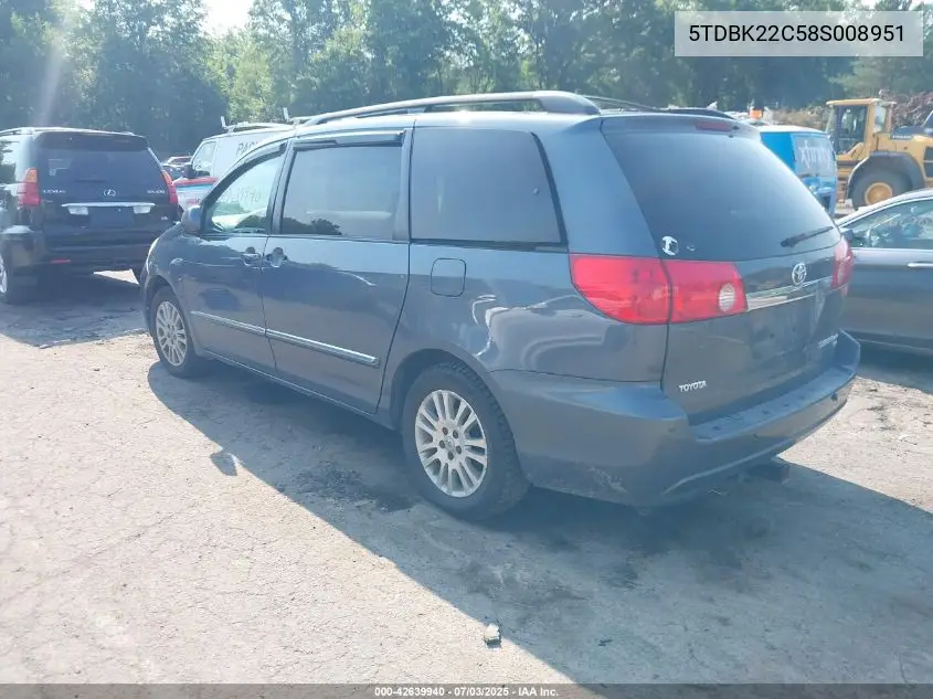 2008 Toyota Sienna Xle/Xle Limited VIN: 5TDBK22C58S008951 Lot: 42639940