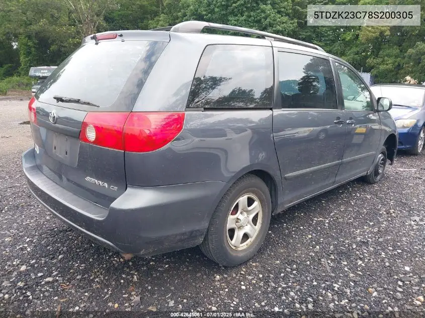 2008 Toyota Sienna Ce VIN: 5TDZK23C78S200305 Lot: 42645061