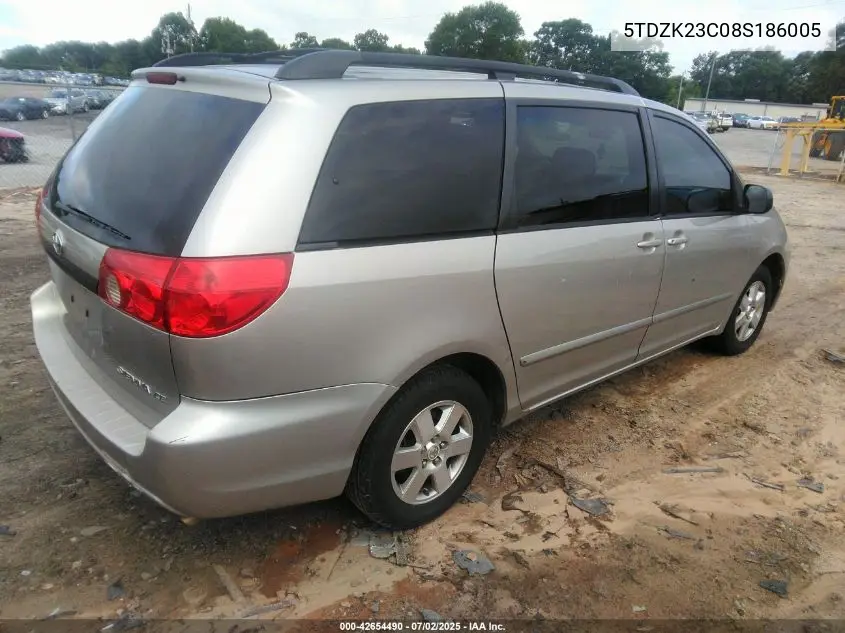 2008 Toyota Sienna Le VIN: 5TDZK23C08S186005 Lot: 42654490