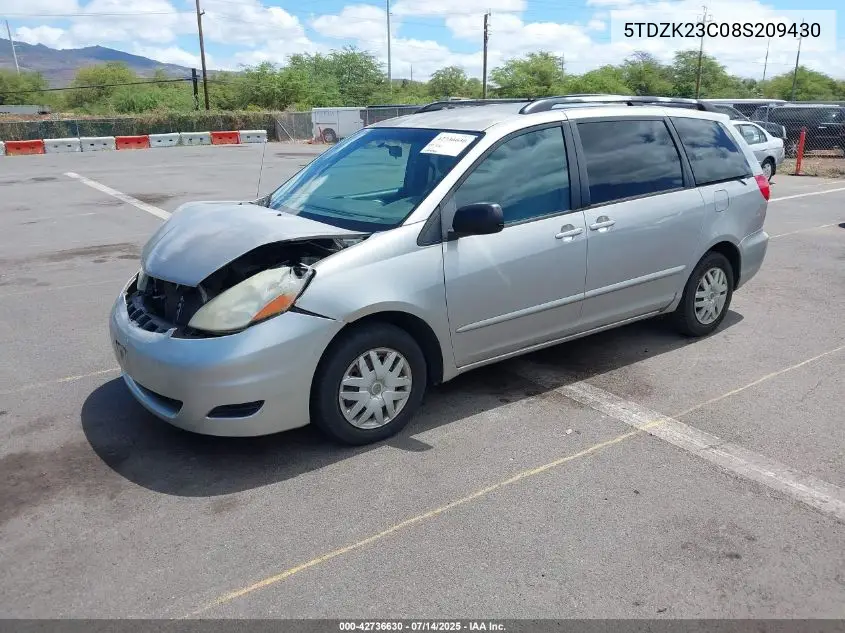 2008 Toyota Sienna Le VIN: 5TDZK23C08S209430 Lot: 42736630