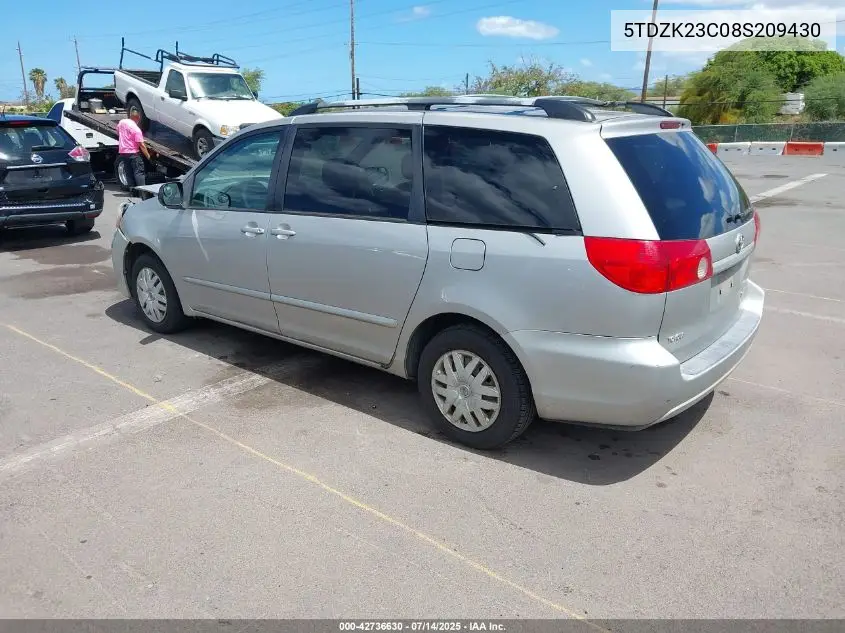 2008 Toyota Sienna Le VIN: 5TDZK23C08S209430 Lot: 42736630