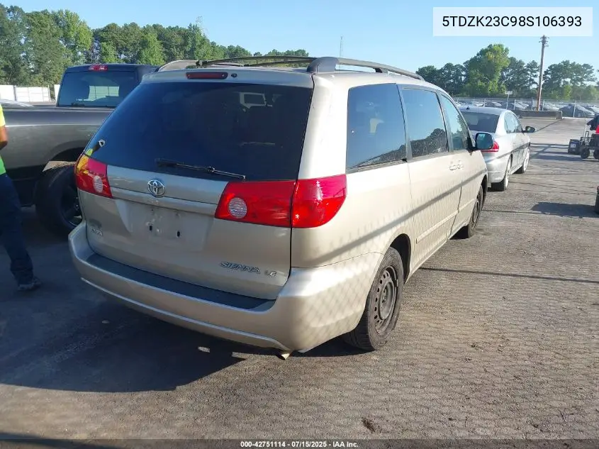 5tdzk23c98s106393 5TDZK23C98S106393 2008 Toyota Sienna Le