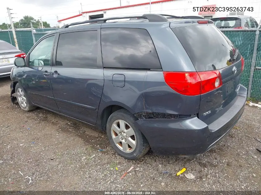 2009 Toyota Sienna Le VIN: 5TDZK23C39S263743 Lot: 42623478